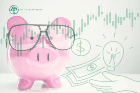 Teaching Kids About Money: How One Bank Stock Can Become a Family Learning Project piggy bank with glasses, stock market indices, money | Image credit: The Smart Investor