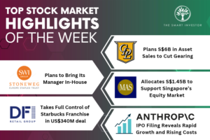 Top Stock Market Highlights of the Week: City Developments, Stoneweg Europe Stapled Trust, MAS, DFI Retail and Anthropic